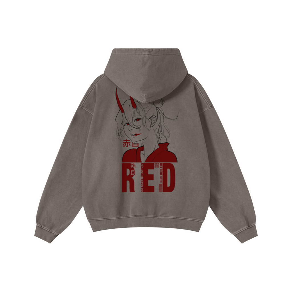 480GSM Men’s Heavyweight Pigment-Wash Hoodie Coffee Brown