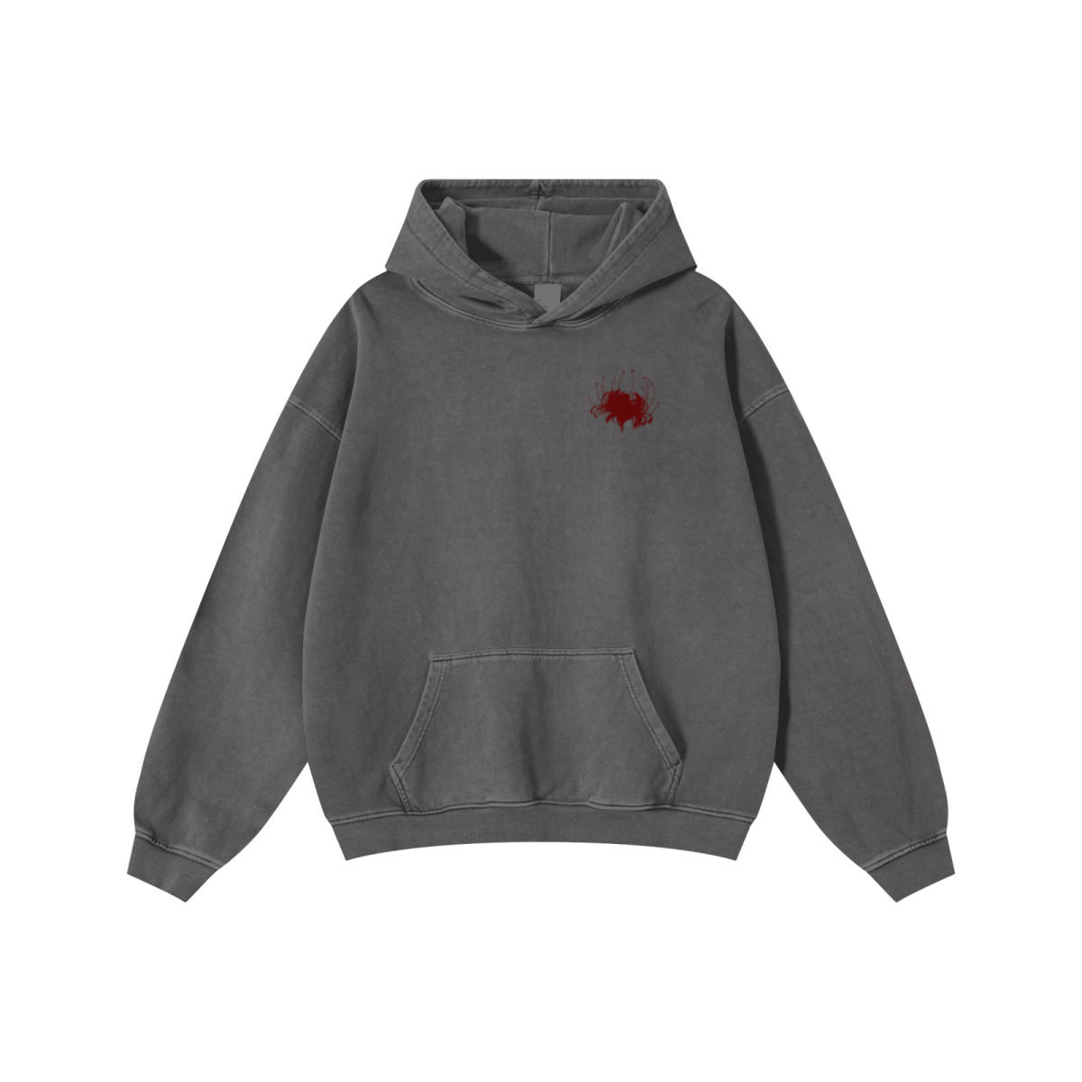 480GSM Men’s Heavyweight Pigment-Wash Hoodie Dark Grey