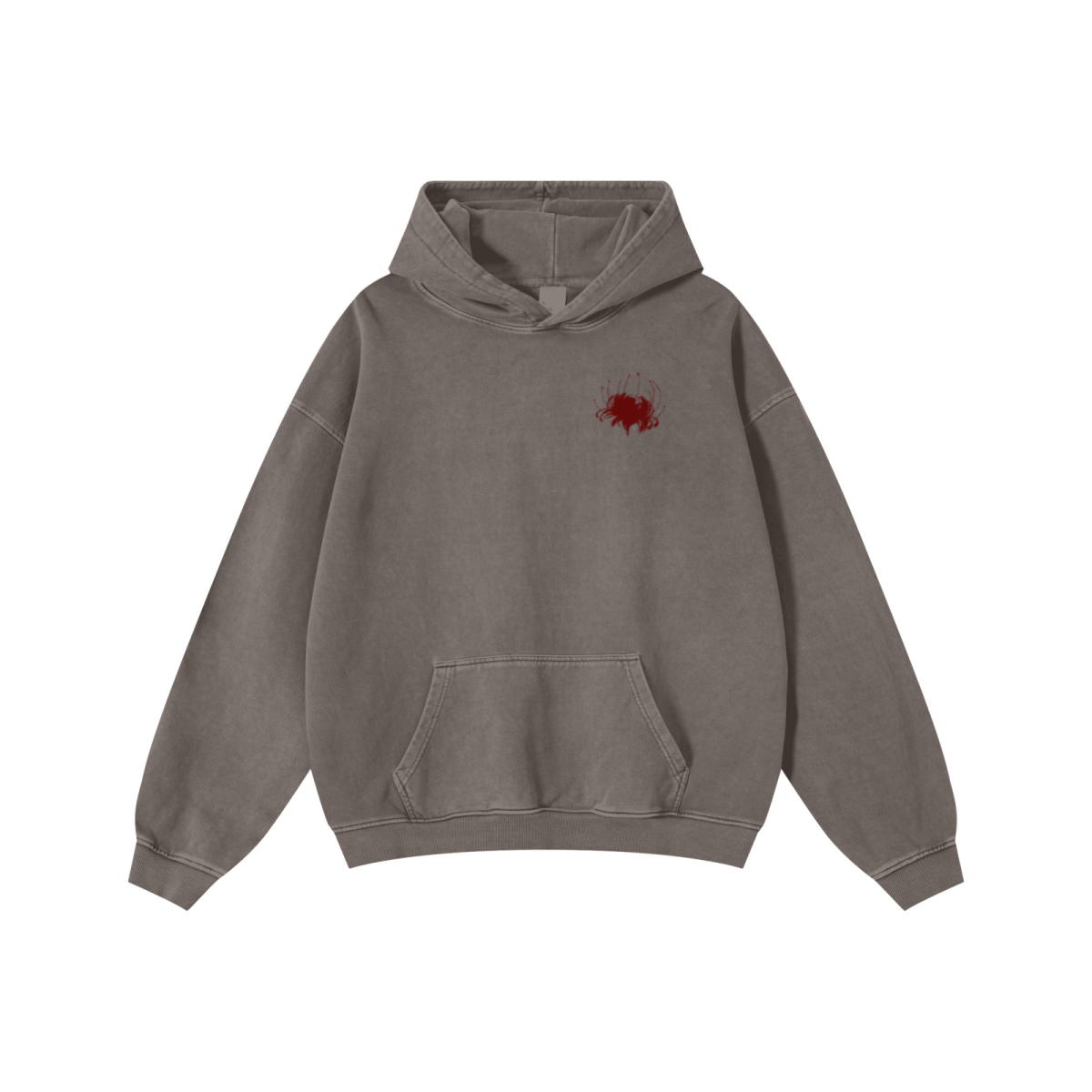 480GSM Men’s Heavyweight Pigment-Wash Hoodie Coffee Brown