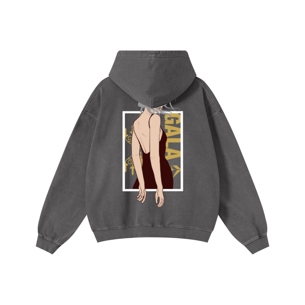 480GSM Men’s Heavyweight Pigment-Wash Hoodie Dark Grey