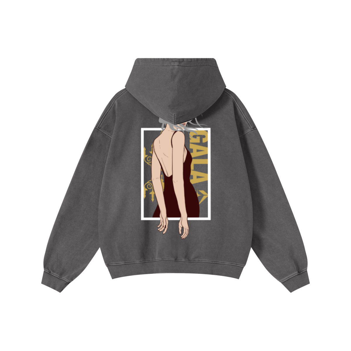 480GSM Men’s Heavyweight Pigment-Wash Hoodie Dark Grey