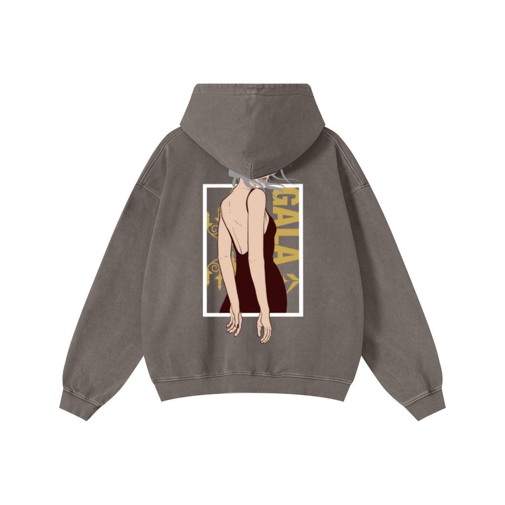 480GSM Men’s Heavyweight Pigment-Wash Hoodie Coffee Brown