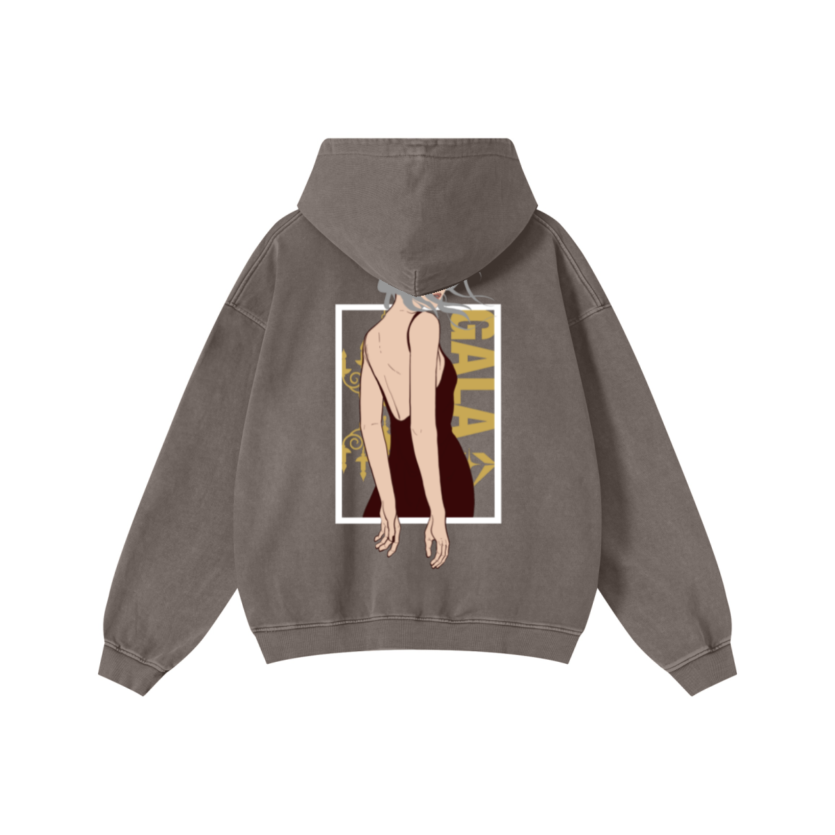 480GSM Men’s Heavyweight Pigment-Wash Hoodie Coffee Brown