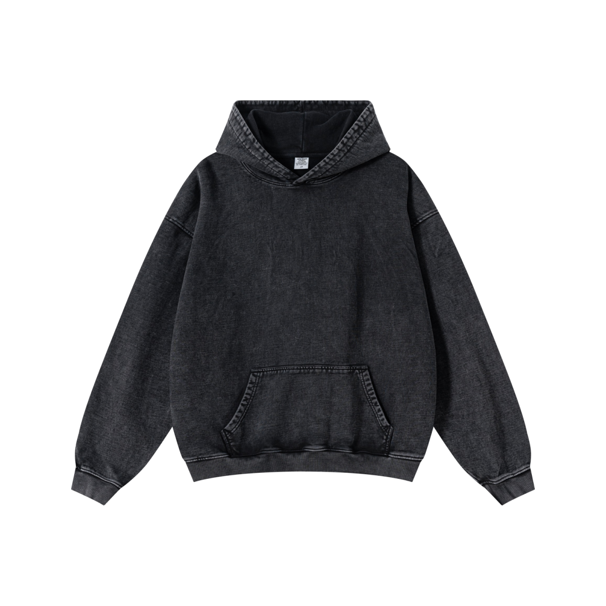 480GSM Men’s Heavyweight Pigment-Wash Hoodie Snowflake Grey