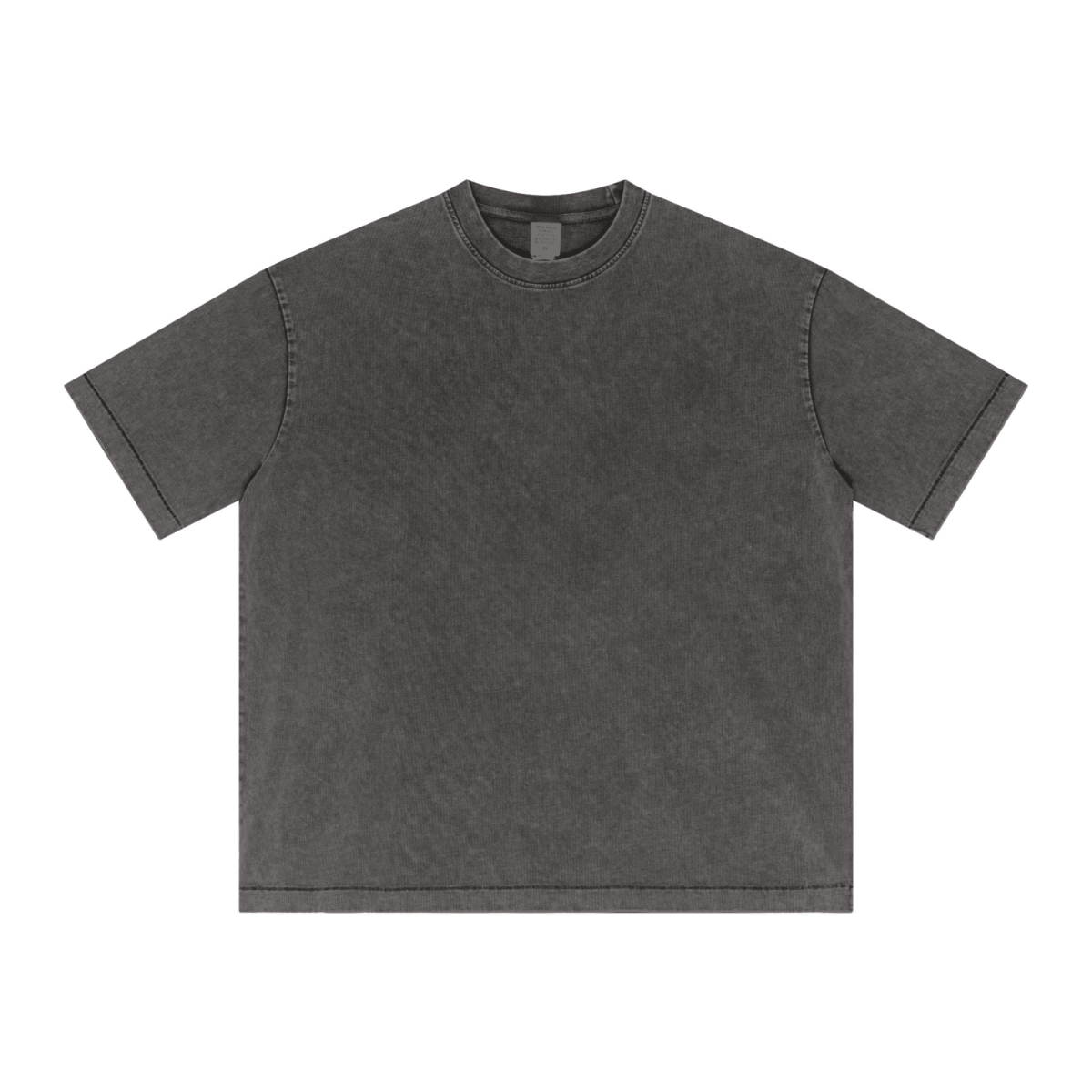 285GSM Unisex Distressed Snow-Wash Batik Plain Fabric T-shirt Dark gray