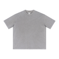 285GSM Unisex Distressed Snow-Wash Batik Plain Fabric T-shirt Light grey